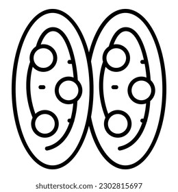 Top view bruschetta icon outline vector. Food starter. Finger italian