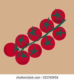Top view of bunch of tomatoes on pink background