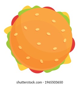 Top view burger icon. Cartoon of Top view burger vector icon for web design isolated on white background