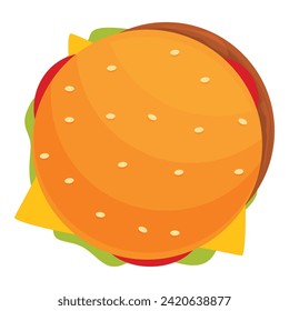 Top view burger icon cartoon vector. Beef party. Ground juicy