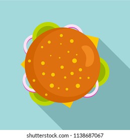 Top view burger icon. Flat illustration of top view burger vector icon for web design