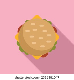 Top view burger icon flat vector. Lunch food. Kid snack