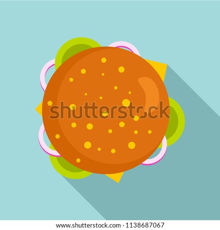 Top view burger icon. Flat illustration of top view burger vector icon for web design