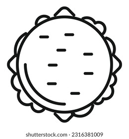 Top view burger icon outline vector. Lunch food. Kid snack