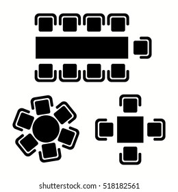 Top view, business, education, government furniture symbols used in architecture plans icons set, graphic design elements