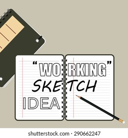 Top view of business and icon. Space for writing text. Vector illustration
