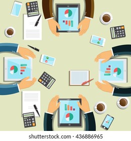 Top view businessman meeting vector illustration.