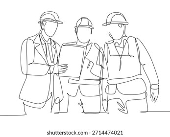 Conjunto de dibujo de tarjeta de vista superior para proyectos arquitectónicos, hombres ejecutivos de pie y sentados, Vector de línea editable, dibujo de línea vista atrás hombre arquitecto y capataz.