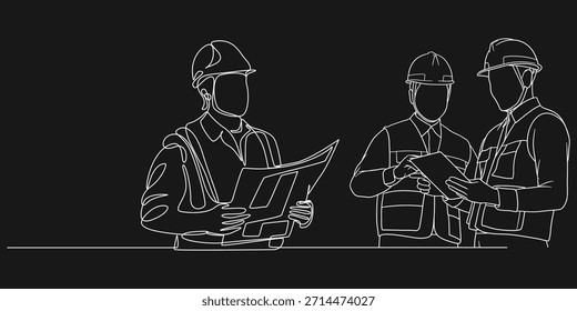 Conjunto de dibujo de tarjeta de vista superior para proyectos arquitectónicos, hombres ejecutivos de pie y sentados, Vector de línea editable, dibujo de línea vista atrás hombre arquitecto y capataz.