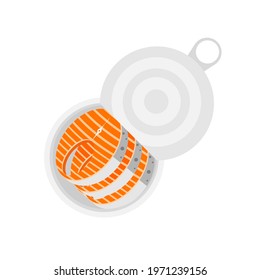 Top view of a canned salmon.