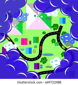 top view car and city, vector art and illustration