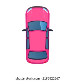 Top view of car flat icon. Roofs of different transports, trucks and vehicles vector illustration collection. Public and private transport
