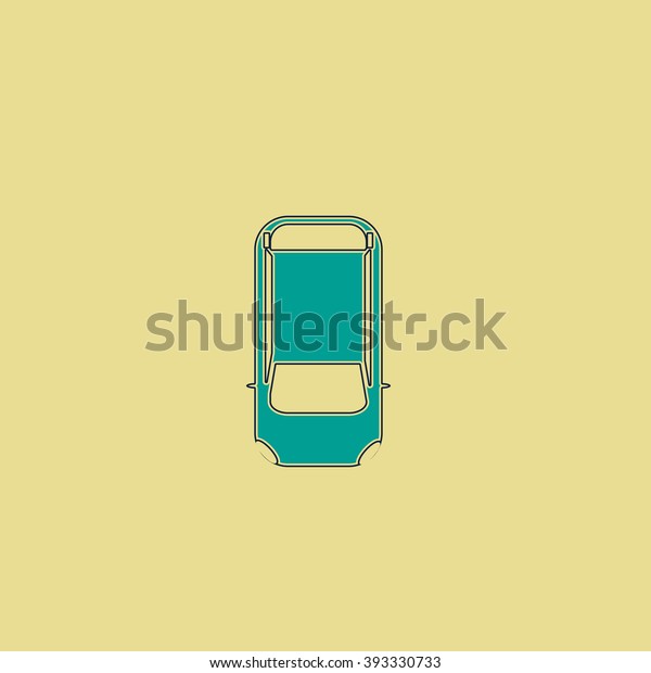 top view car Flat line icon on yellow background.\
Vector pictogram with\
stroke