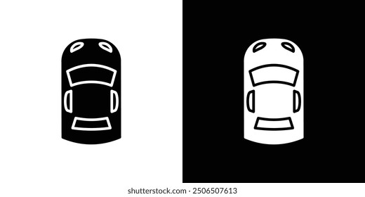 Top view car icon Thin line illustration set