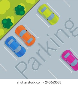 Top view of a car parked.