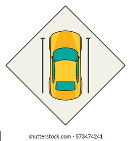 Top view of a car parked.