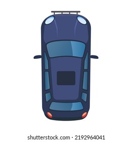 Top view car. Roofs of different transports, trucks and vehicles vector illustration collection. Public and private transport