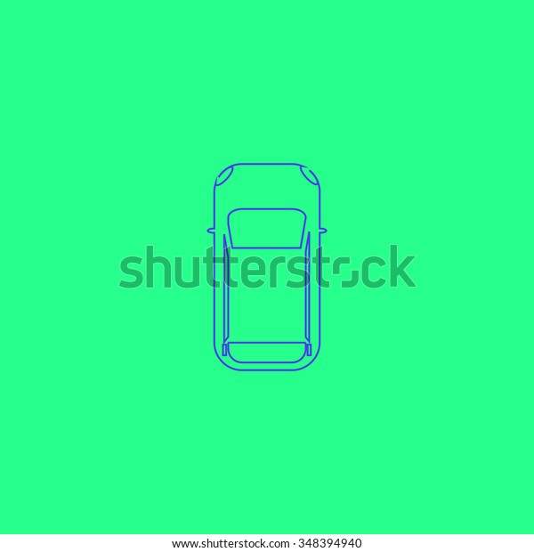 top view car Simple outline vector icon on green
background 