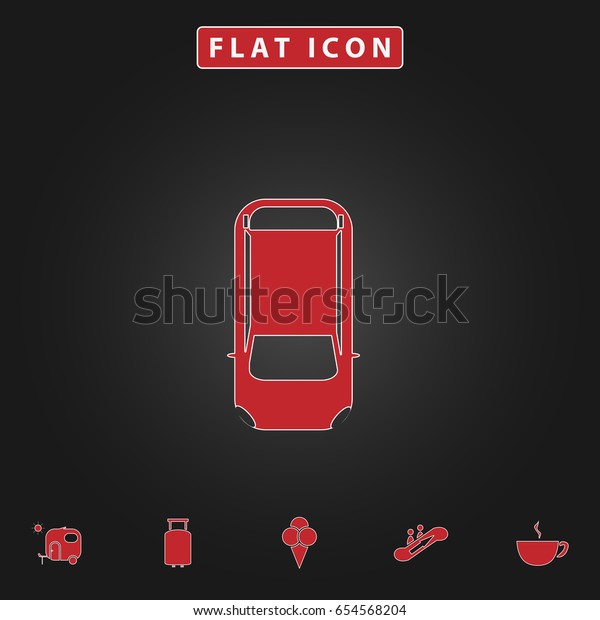 top view car Simple vector\
button. Flat icon with stroke on black background and bonus\
icons