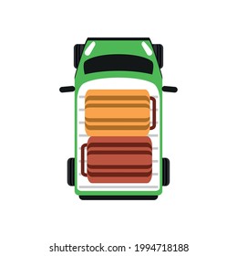 top view car suitcases isolated