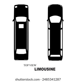 top view car vector, limousine silhouette