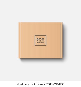 Top view cardboard box mockup isolated on white background, vector illustration