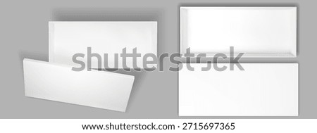 Top view cardboard box with open lid and realistic shadow. White mockup gift package. 3d container empty inside and paper cover perspective. Vector mock up above view on transparent background.