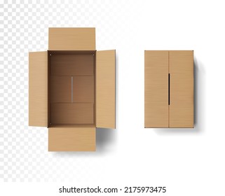 Top view cardboard boxes. Vector illustration.