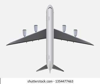 Top View of Cargo Airplane Vector  on white background