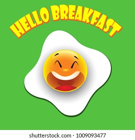 Top view of caroon fried egg. Breakfast concept. Vector format.