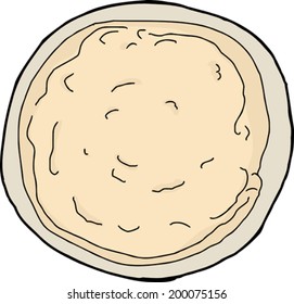 Top view cartoon of snack dip in bowl