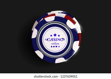Top view of Casino chips on black background. Online casino chip game gambling 3d vector concept