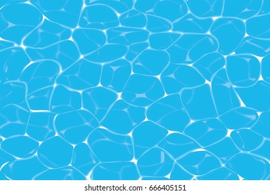 top view of caustics in blue swimming pool or ocean water background
