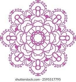 Top view of a ceramic plate showcasing a detailed floral mandala design in vibrant orange and teal colors, isolated on white background.