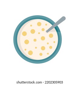 Icono de la vista superior de los copos de cereales. Ilustración plana del icono vectorial de copos de cereal de vista superior aislado en fondo blanco