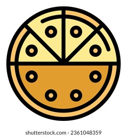 Top view cheesecake icon outline vector. Cream pie. Chocolate sugar color flat