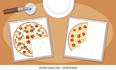 Top view of cheeze pizza on white background illustration