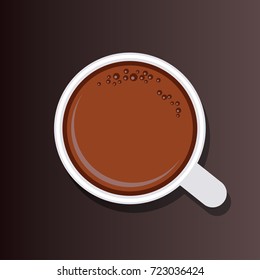 top view of chocolate / coffee latte art. vector illustration