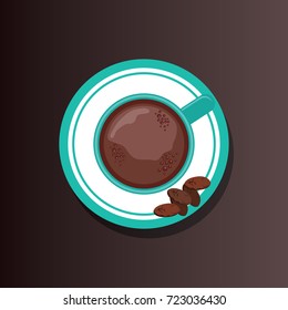 top view of chocolate / coffee latte art in the cup. vector illustration