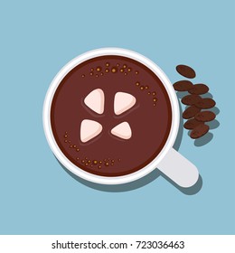 top view of chocolate / coffee latte art. vector illustration