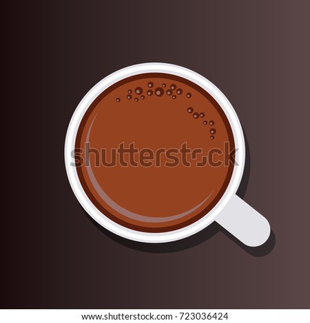 top view of chocolate / coffee latte art. vector illustration