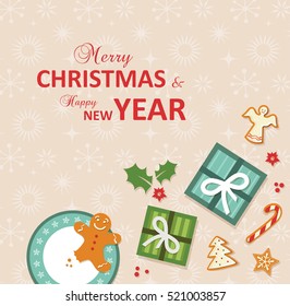 top view of Christmas celebration. vector illustration