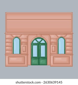 top view city building in pixel art style with isolated background