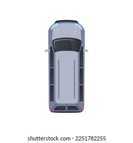 Top view of city grey car for scheme vector illustration. Aerial view of car, street or park element for cityscape plan or map. Landscape design, architecture concept
