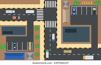 Top view of city parking. parking spaces for cars, parking zone illustration flat design style