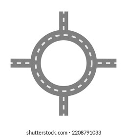 Top view of city road section vector illustration. Trees, roads, buildings, fences, tiles from above for map or plan isolated on white background