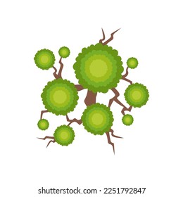 Top view of city tree for scheme vector illustration. Aerial view of tree, plant, street or park element for cityscape plan or map. Landscape design, architecture concept