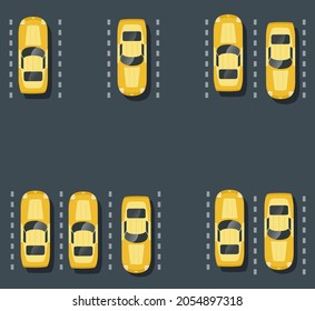 Top view of the city. Urban crossroads with taxis and houses, pedestrians. Background town map pattern streets, intersection, roof, and buildings. Cityscape aerial landscape from above