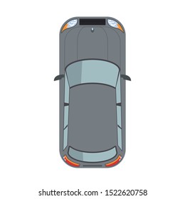 top view of classic car over white background, vector illustration