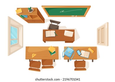 Top view classroom interior